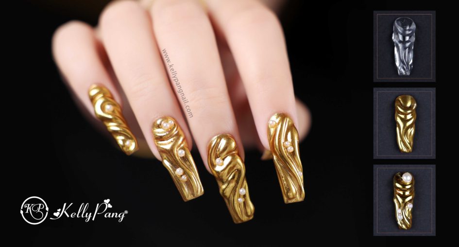 Cách Vẽ Nail 3D Gold Ánh Kim