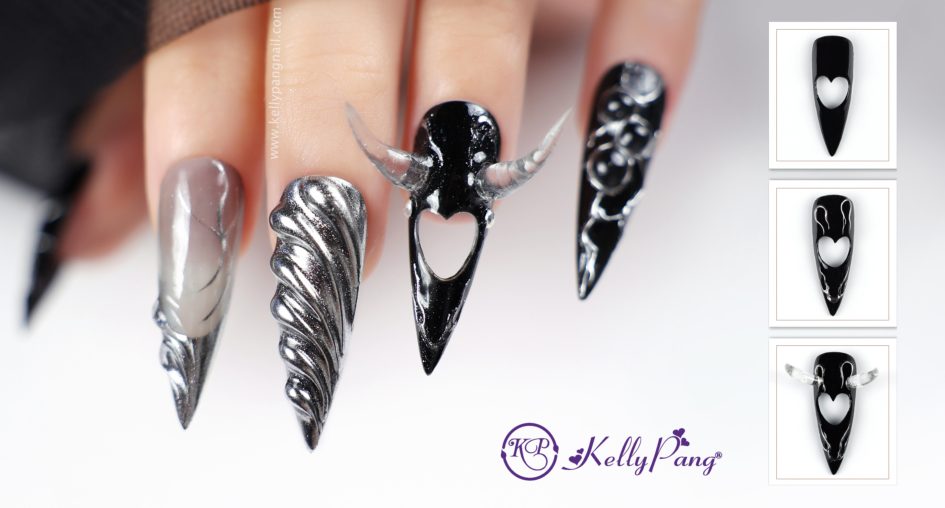 Cách Vẽ Nail Cặp Sừng 3D Huyền Bí